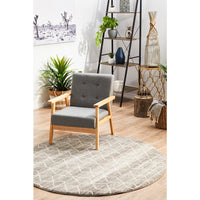Amirtha Transitional Grey Patterned Round Designer Rug - Rugs Of Beauty - 3