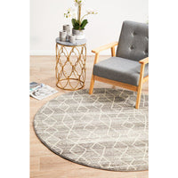 Amirtha Transitional Grey Patterned Round Designer Rug - Rugs Of Beauty - 4