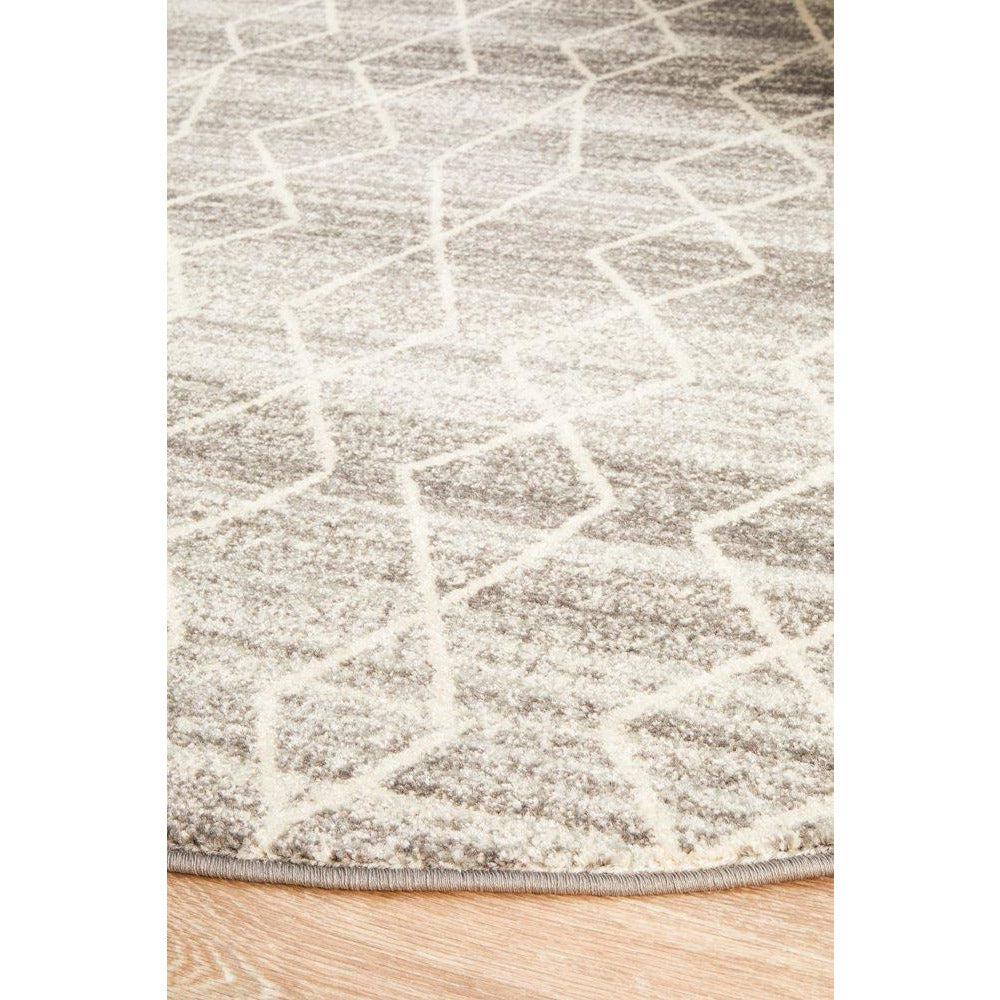 Amirtha Transitional Grey Patterned Round Designer Rug - Rugs Of Beauty - 8