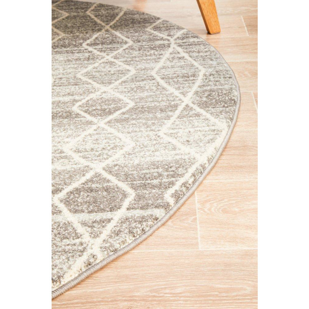 Amirtha Transitional Grey Patterned Round Designer Rug - Rugs Of Beauty - 6