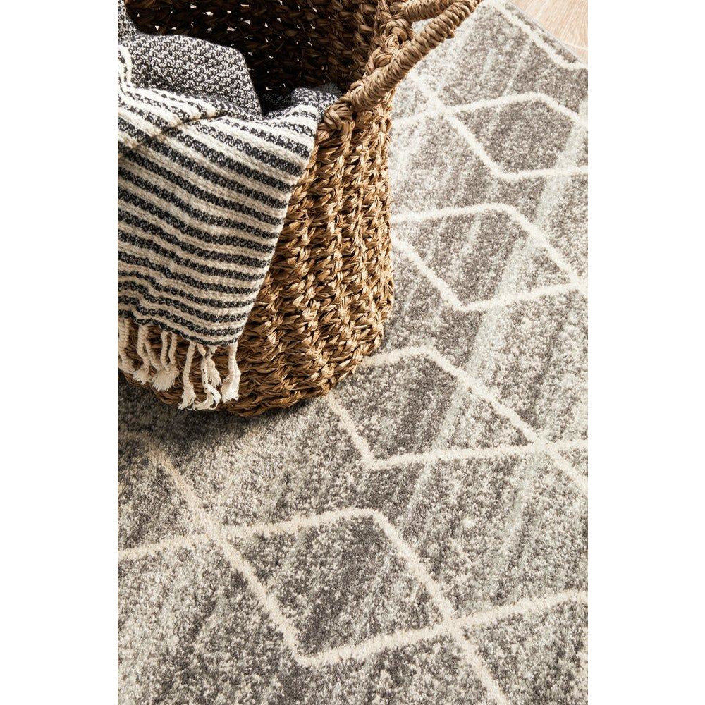 Amirtha Transitional Grey Patterned Round Designer Rug - Rugs Of Beauty - 5