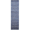 Elysian Navy Blue Pattern With Borders Transitional Designer Runner Rug - Rugs Of Beauty - 1