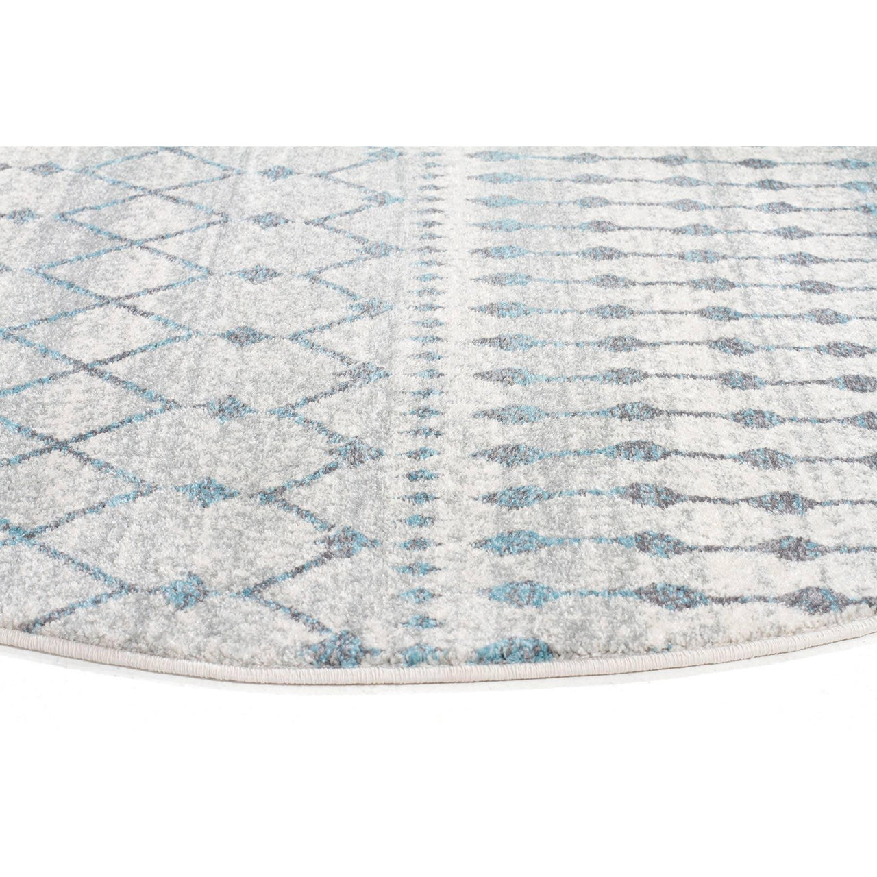 Exeter Blue Grey Beige Patterned Transitional Designer Round Rug - Rugs Of Beauty - 10
