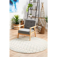 Exeter Blue Grey Beige Patterned Transitional Designer Round Rug - Rugs Of Beauty - 3