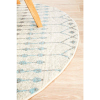 Exeter Blue Grey Beige Patterned Transitional Designer Round Rug - Rugs Of Beauty - 8