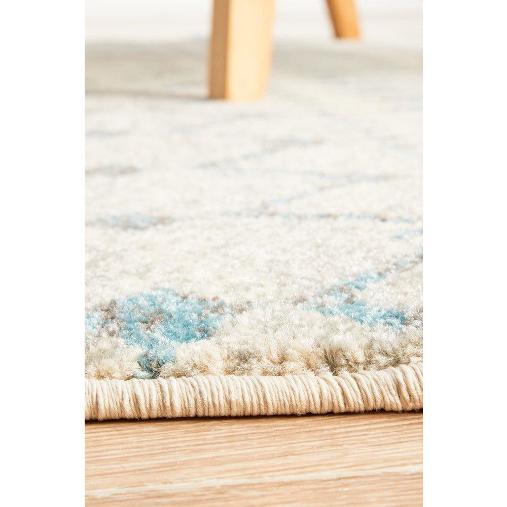 Exeter Blue Grey Beige Patterned Transitional Designer Round Rug - Rugs Of Beauty - 6