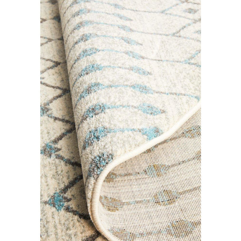 Exeter Blue Grey Beige Patterned Transitional Designer Round Rug - Rugs Of Beauty - 12