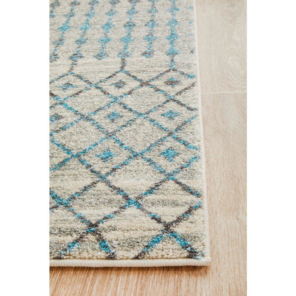 Exeter Blue Grey Beige Patterned Transitional Designer Runner Rug - Rugs Of Beauty - 7