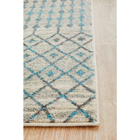 Exeter Blue Grey Beige Patterned Transitional Designer Runner Rug - Rugs Of Beauty - 7