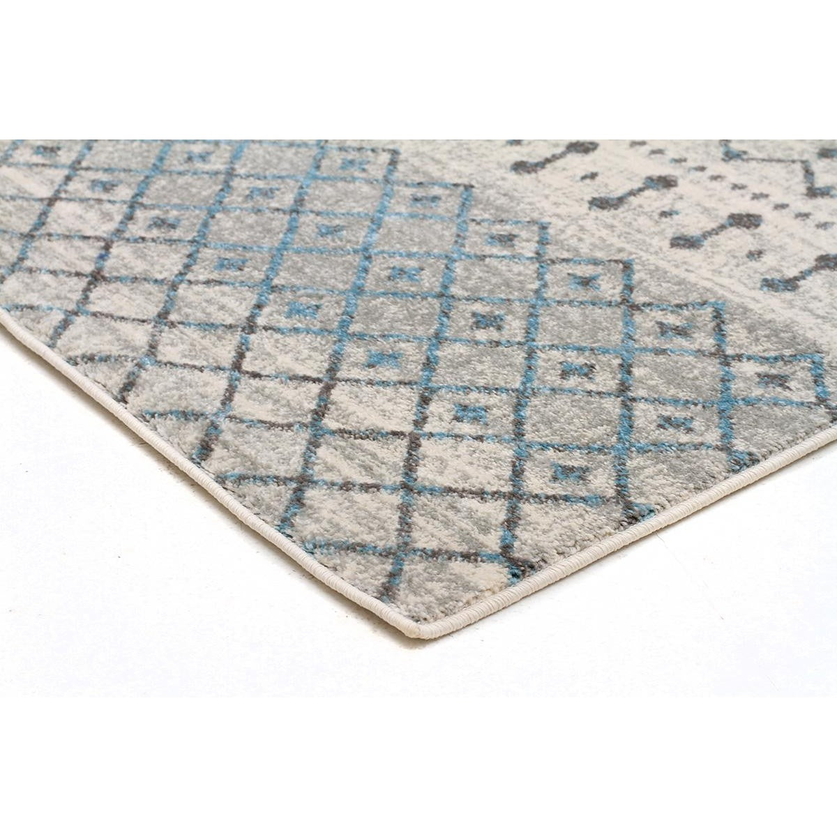Exeter Blue Grey Beige Patterned Transitional Designer Rug - Rugs Of Beauty - 9