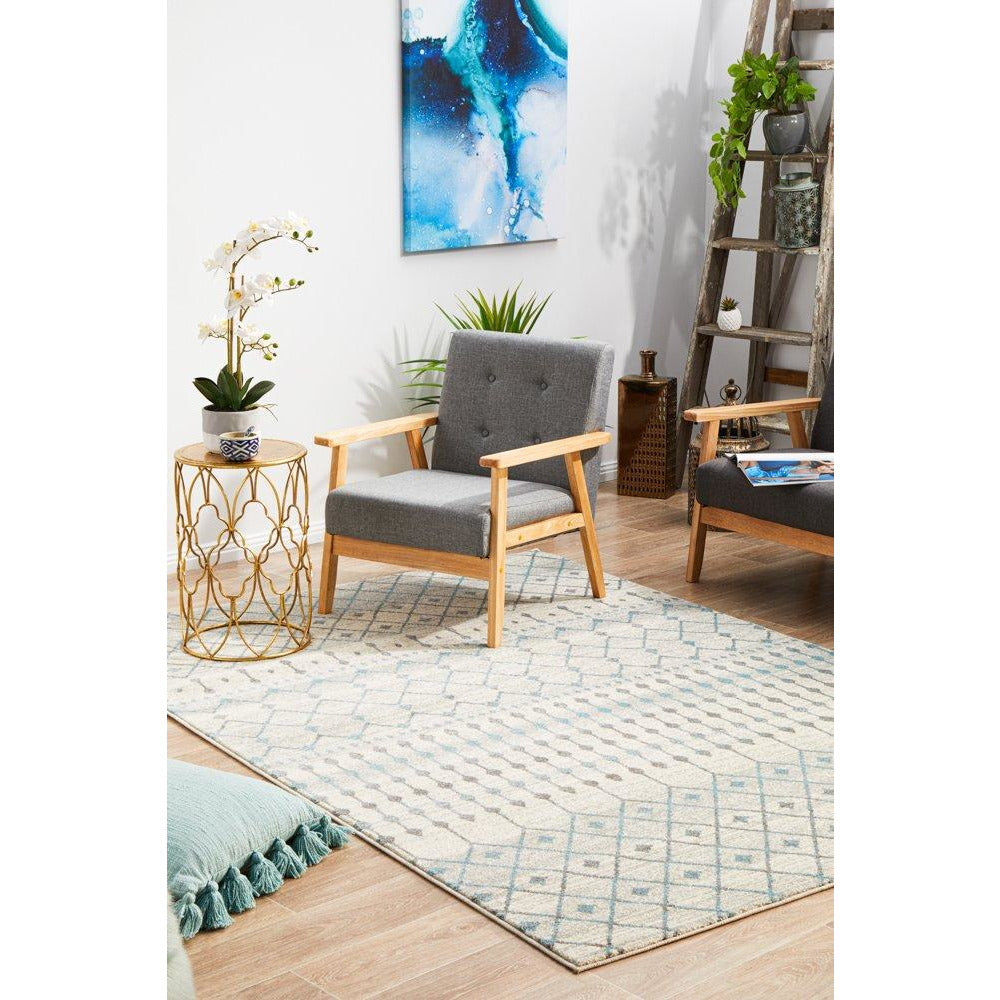 Exeter Blue Grey Beige Patterned Transitional Designer Rug - Rugs Of Beauty - 2