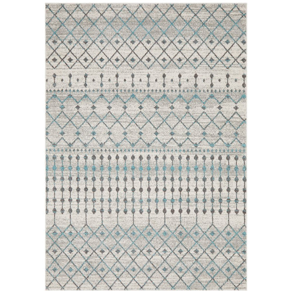 Exeter Blue Grey Beige Patterned Transitional Designer Rug - Rugs Of Beauty - 1
