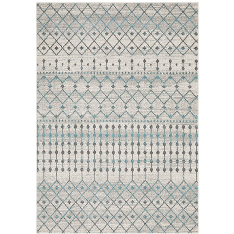 Exeter Blue Grey Beige Patterned Transitional Designer Rug - Rugs Of Beauty - 1