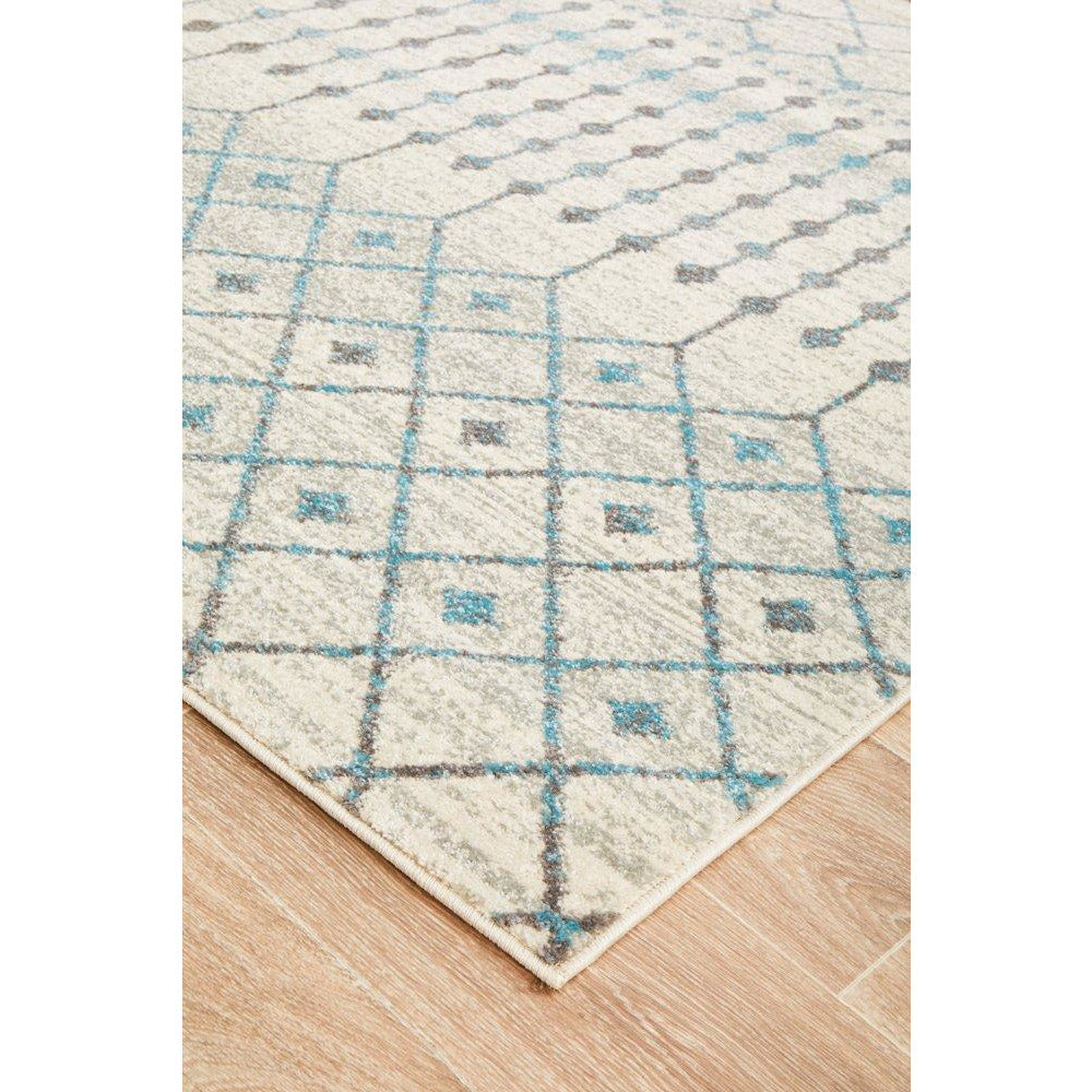 Exeter Blue Grey Beige Patterned Transitional Designer Rug - Rugs Of Beauty - 12