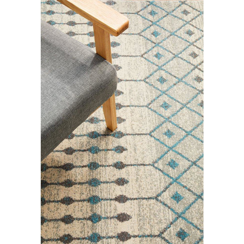 Exeter Blue Grey Beige Patterned Transitional Designer Rug - Rugs Of Beauty - 5