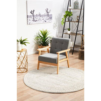 Lemuria Silver Grey Transitional Designer Round Rug - Rugs Of Beauty - 4