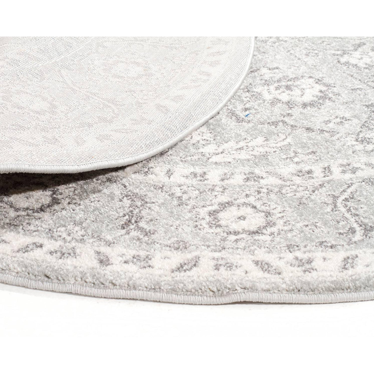 Lemuria Silver Grey Transitional Designer Round Rug - Rugs Of Beauty - 9