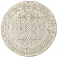 Lemuria Silver Grey Transitional Designer Round Rug - Rugs Of Beauty - 1