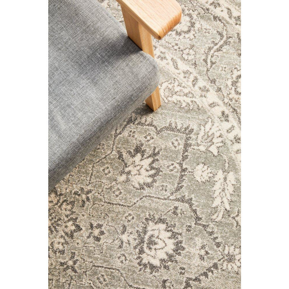 Lemuria Silver Grey Transitional Designer Round Rug - Rugs Of Beauty - 5