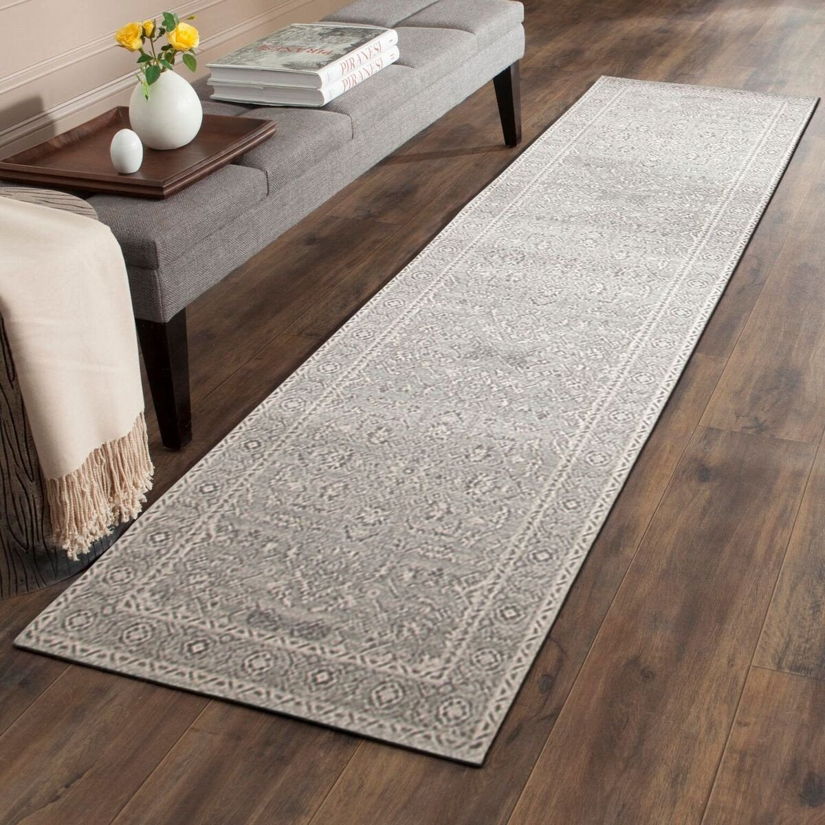 Lemuria Silver Grey Transitional Designer Runner Rug - Rugs Of Beauty - 7