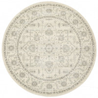 Reynes Transitional Beige Light Grey Round Designer Rug - Rugs Of Beauty - 1