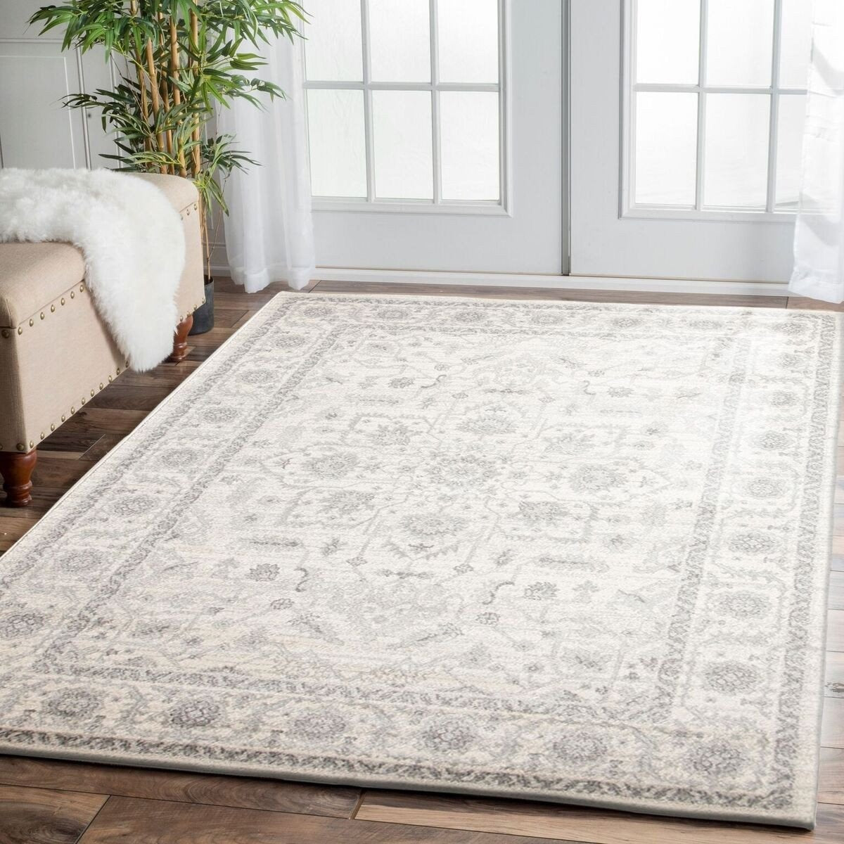 Grey Designer Rug Reynes Transitional Beige Light Grey Designer Rug – Rugs Of Beauty