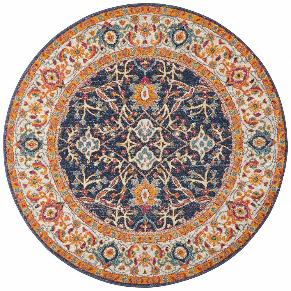 Orbit Multi Coloured Transitional Designer Round Rug - Rugs Of Beauty - 1