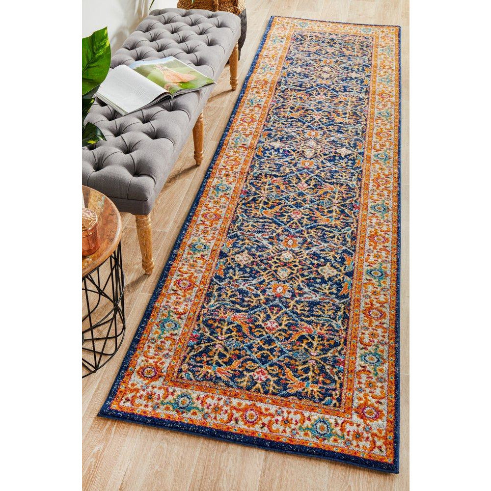 Multi Coloured Polyester Rug Orbit Multi Coloured Transitional Designer Runner Rug – Rugs Of Beauty