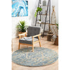 Horus Silver Grey Blue Rust Transitional Patterned Designer Round Rug - Rugs Of Beauty - 3