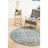 Horus Silver Grey Blue Rust Transitional Patterned Designer Round Rug - Rugs Of Beauty - 4