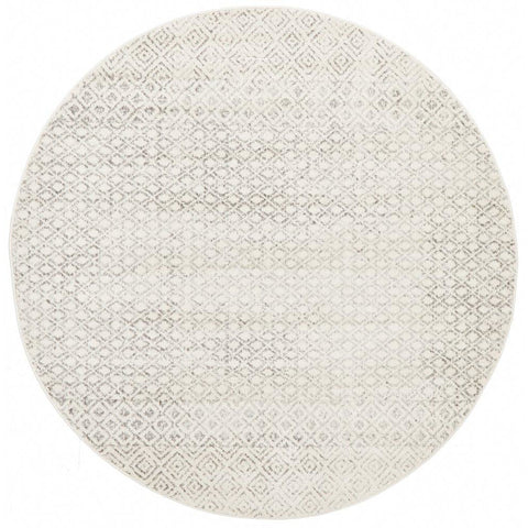 Dacca Transitional Grey Beige Designer Round Rug - Rugs Of Beauty - 1