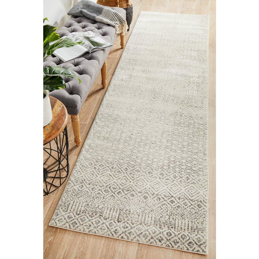 Dacca Transitional Grey Beige Designer Runner Rug - Rugs Of Beauty - 2