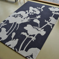 Florence Broadhurst Floral 300 Charcoal 039604 Designer Wool Viscose Rug - Rugs Of Beauty - 2