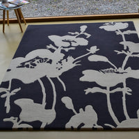 Florence Broadhurst Floral 300 Charcoal 039604 Designer Wool Viscose Rug - Rugs Of Beauty - 3