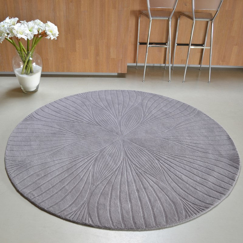 Wedgwood Folia Grey 38305 Wool Designer Round Rug - Rugs Of Beauty - 3