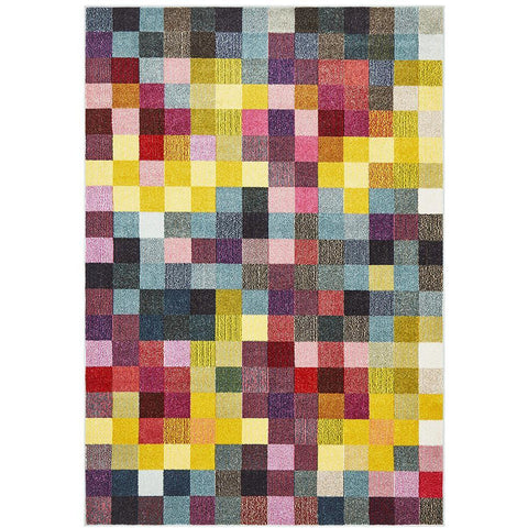 Mubi 3723 Bright Multi Colour Pixel Patterned Modern Rug - Rugs Of Beauty - 1