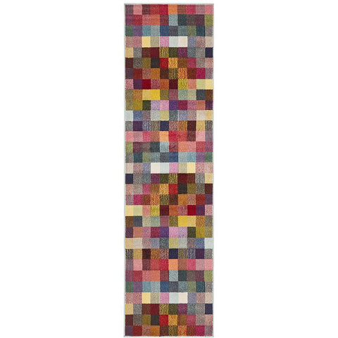 Mubi 3723 Pastel Multi Colour Pixel Patterned Modern Runner Rug - Rugs Of Beauty - 1