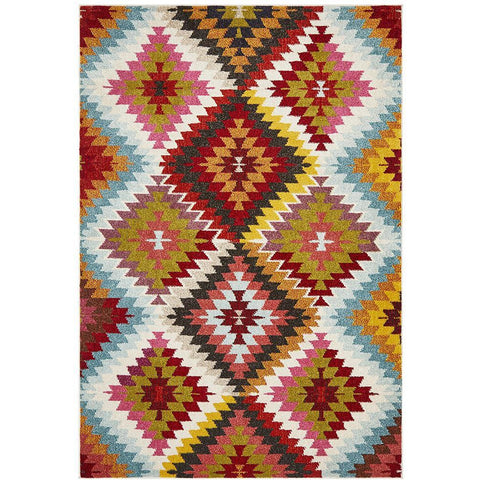 Mubi 3731 Diamond Patterned Multi Colour Abstract Modern Rug - Rugs Of Beauty - 1