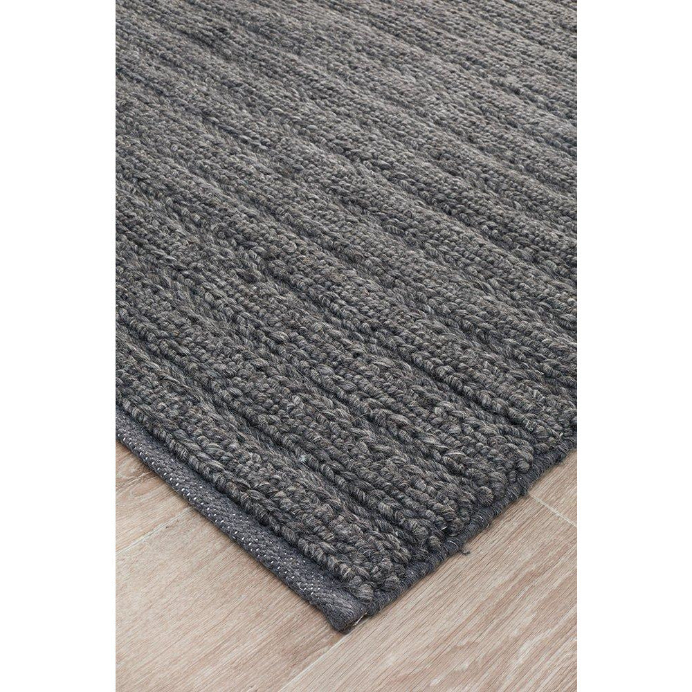 Luja 401 Charcoal Grey Modern Designer Wool Viscose Rug - Rugs Of Beauty - 5