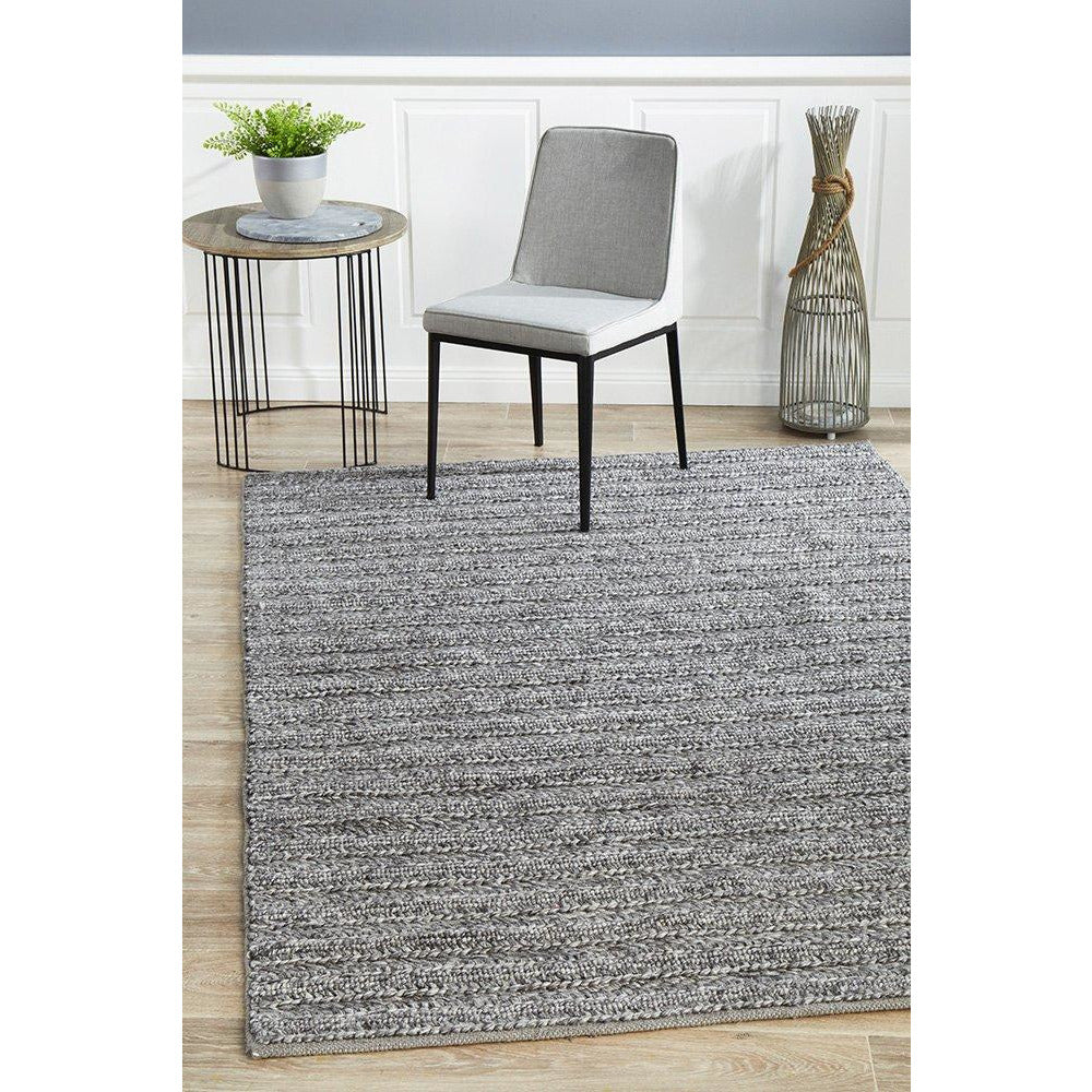 Luja 401 Steel Grey Modern Designer Wool Viscose Rug - Rugs Of Beauty - 2