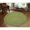 Handmade Contemporary Round Green Wool Rug - Swirl - Rugs Of Beauty