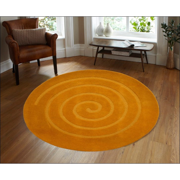 Round Orange Rug Handmade Modern Round Wool Rug - Swirl - Orange – Rugs Of Beauty