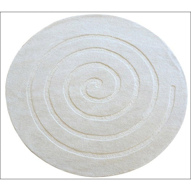 Handmade Round White Wool Rug - Swirl – Rugs Of Beauty