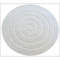 Handmade Round White Wool Rug - Swirl - Rugs Of Beauty