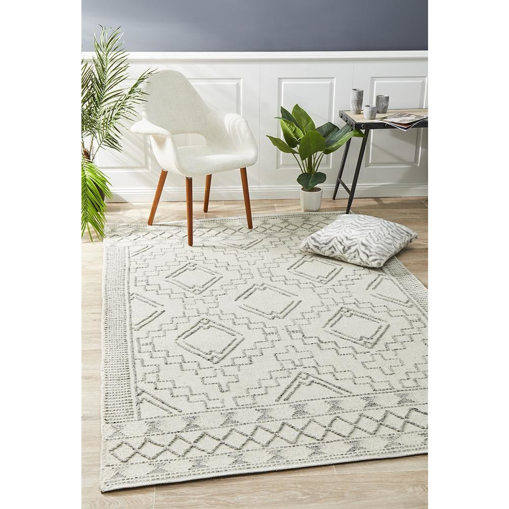 Vasteras 1252 Ivory White Modern Wool Rug - Rugs Of Beauty - 2