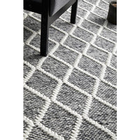 Kalix Grey Hand Loomed Modern Wool Polyester Rug - Rugs Of Beauty - 3