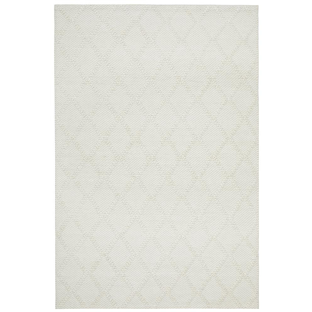 Kalix White Hand Loomed Modern Wool Polyester Rug - Rugs Of Beauty - 1