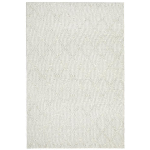 Kalix White Hand Loomed Modern Wool Polyester Rug - Rugs Of Beauty - 1