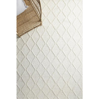 Kalix White Hand Loomed Modern Wool Polyester Rug - Rugs Of Beauty - 5
