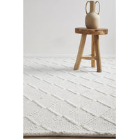 Kalix White Hand Loomed Modern Wool Polyester Rug - Rugs Of Beauty - 7